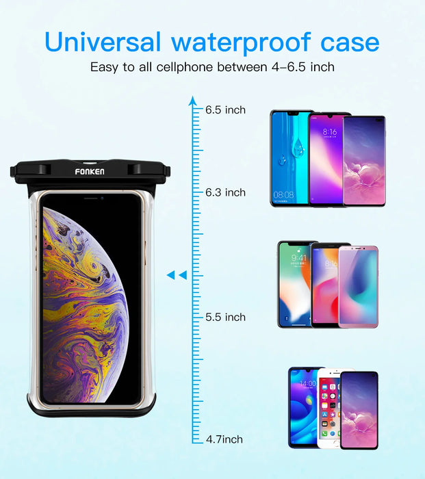 Interelements Wasserdichtes Full-View Handycase – Transparente Schutztasche für Unterwasser, Schnee und Regen, Ideal für große Smartphones