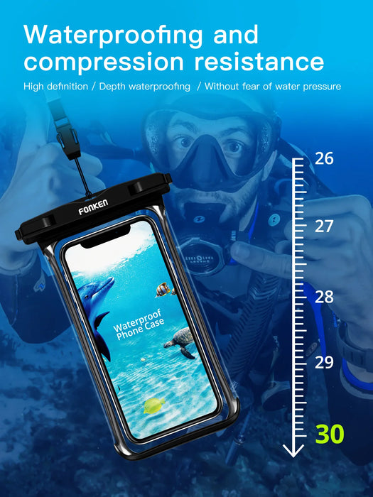 Interelements Wasserdichtes Full-View Handycase – Transparente Schutztasche für Unterwasser, Schnee und Regen, Ideal für große Smartphones