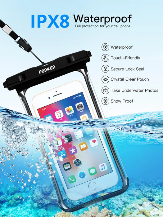 Interelements Wasserdichtes Full-View Handycase – Transparente Schutztasche für Unterwasser, Schnee und Regen, Ideal für große Smartphones