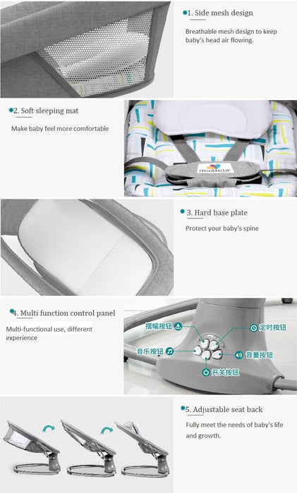 Interelements Deluxe Elektrischer Schwingstuhl für Neugeborene