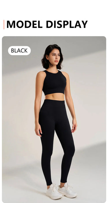 Interelements Nahtloses Yoga-Set für Damen – Hoch taillierte Leggings & Top für Fitness & Workout