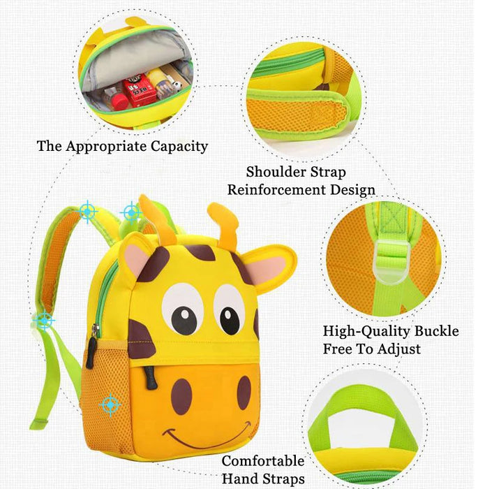 Interelements 3D Kinder-Rucksack – Niedliche Cartoon-Tiere für Mädchen und Jungen (2-5 Jahre)