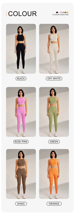 Interelements Nahtloses Yoga-Set für Damen – Hoch taillierte Leggings & Top für Fitness & Workout