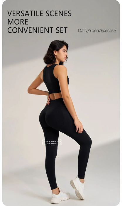 Interelements Nahtloses Yoga-Set für Damen – Hoch taillierte Leggings & Top für Fitness & Workout