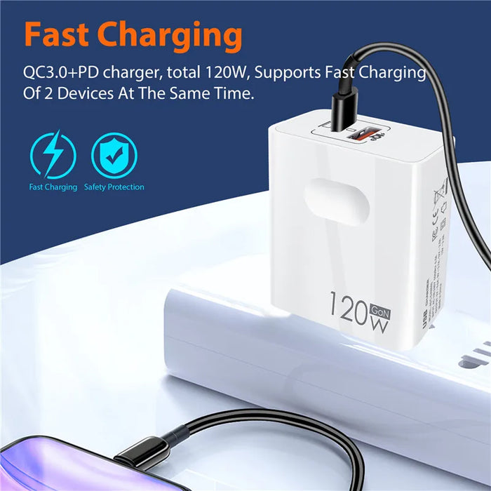 Interelements 120W Schnell-Ladegerät mit USB Type-C PD und Quick Charge 3.0