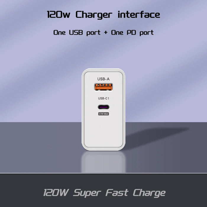 Interelements 120W Schnell-Ladegerät mit USB Type-C PD und Quick Charge 3.0