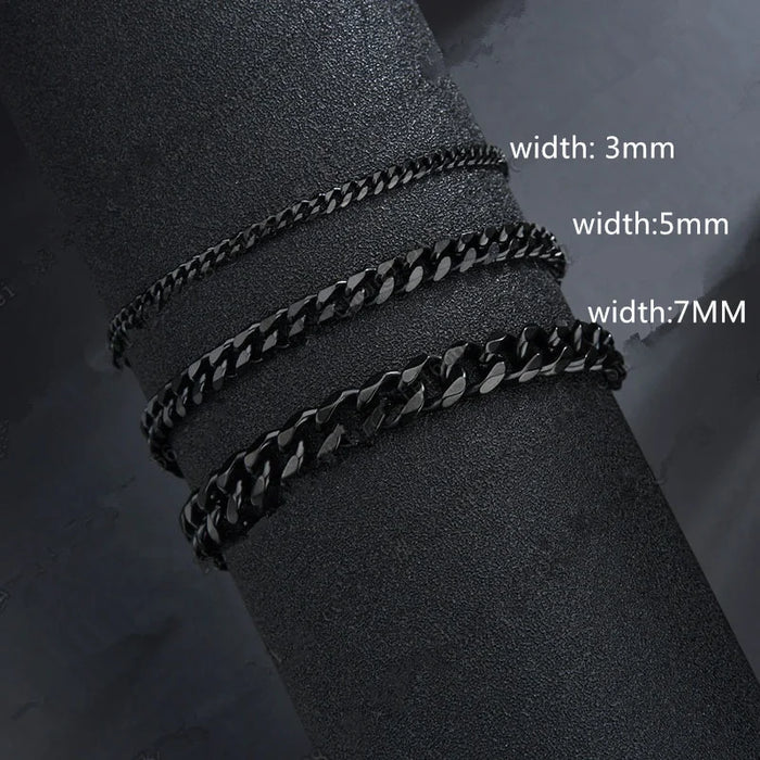 Interelements Trendige Cuban Chain Armband – Klassischer Edelstahl, 3/5/7mm Breite, für Männer & Frauen