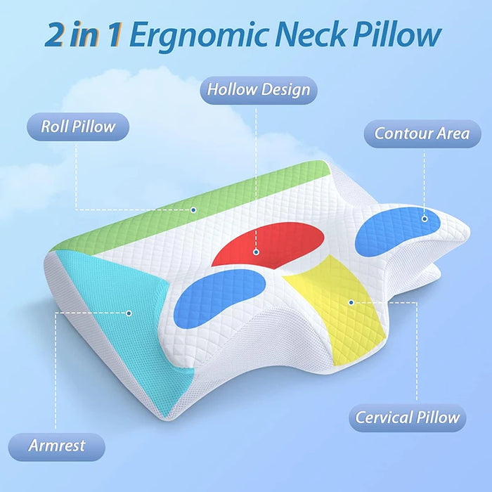 Interelements Memory Foam Nackenstützkissen – 2-in-1 Ergonomisches Orthopädisches Kissen