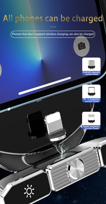 Interelements 15W Auto Wireless Charger – 3-in-1 Magnethalter für Schnelles Laden