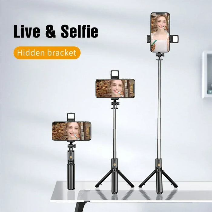 Interelements Selfie-Stick mit Stativ und Licht – Wireless, Bluetooth-Remote