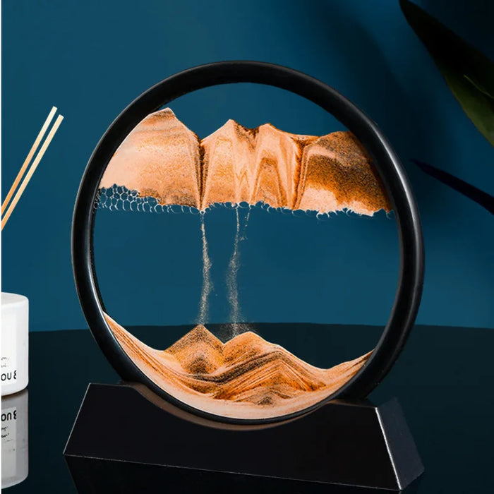 Interelements 3D Sandkunst-Bild – Rundes Glas-Tiefsee-Sandschauspiel für Dekoration