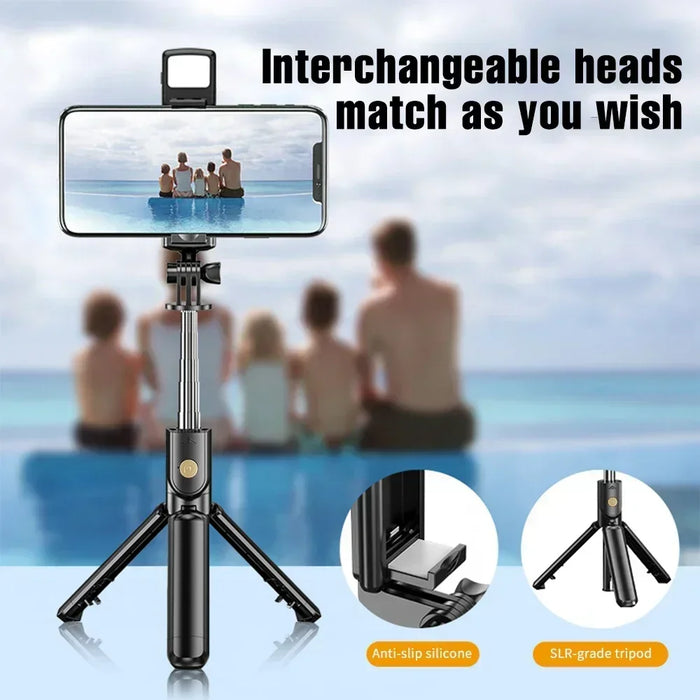 Interelements Selfie-Stick mit Stativ und Licht – Wireless, Bluetooth-Remote