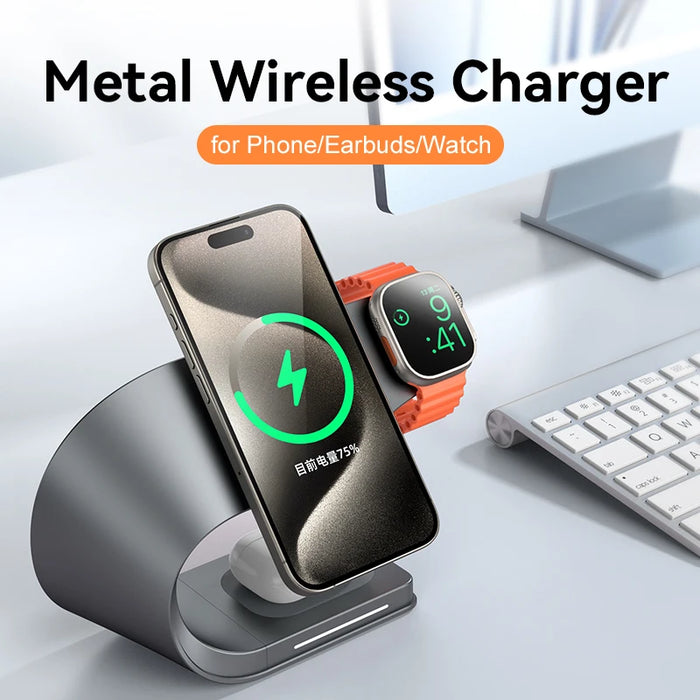 Interelements 4-in-1 Metall-Wireless Charger – Schnellladung für iPhone, AirPods & Watch