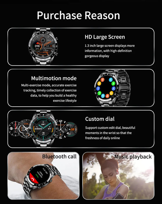 Interelements 2024 Smartwatch für Herren – Voller Touchscreen, Bluetooth, wasserdicht & Sport-Funktionen