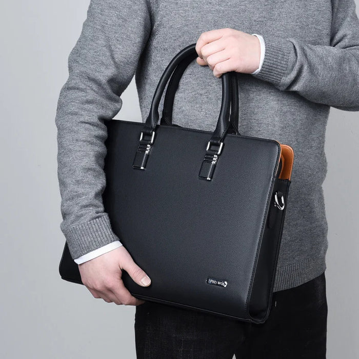 Interelements Business Leder Aktentasche – Hochwertige Schultertasche für Herren, passend für 14" und 15" Laptops