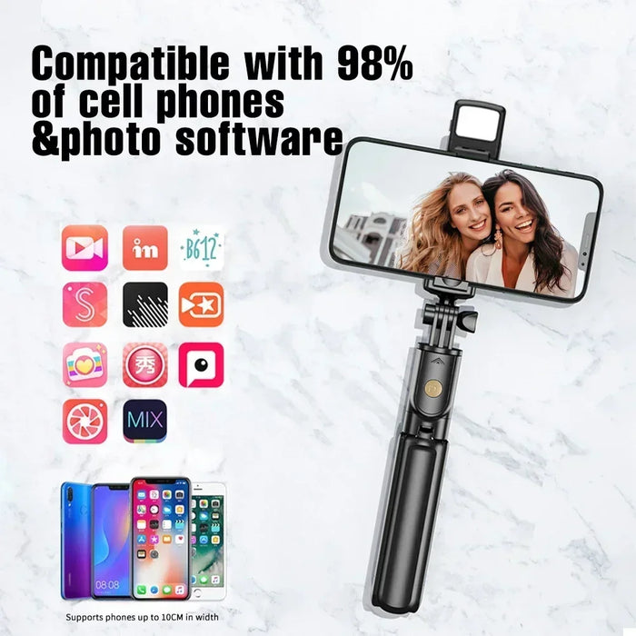 Interelements Selfie-Stick mit Stativ und Licht – Wireless, Bluetooth-Remote