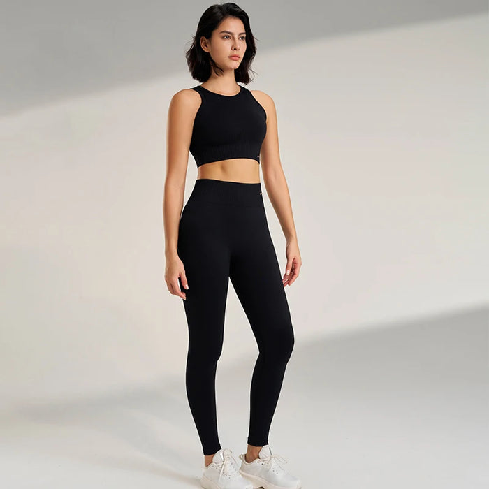 Interelements Nahtloses Yoga-Set für Damen – Hoch taillierte Leggings & Top für Fitness & Workout