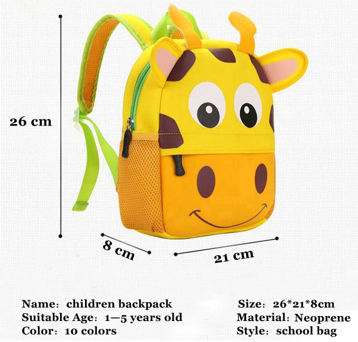 Interelements 3D Kinder-Rucksack – Niedliche Cartoon-Tiere für Mädchen und Jungen (2-5 Jahre)