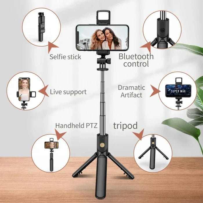 Interelements Selfie-Stick mit Stativ und Licht – Wireless, Bluetooth-Remote