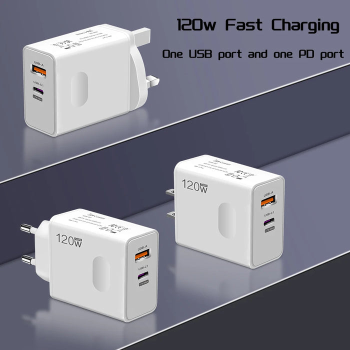 Interelements 120W Schnell-Ladegerät mit USB Type-C PD und Quick Charge 3.0