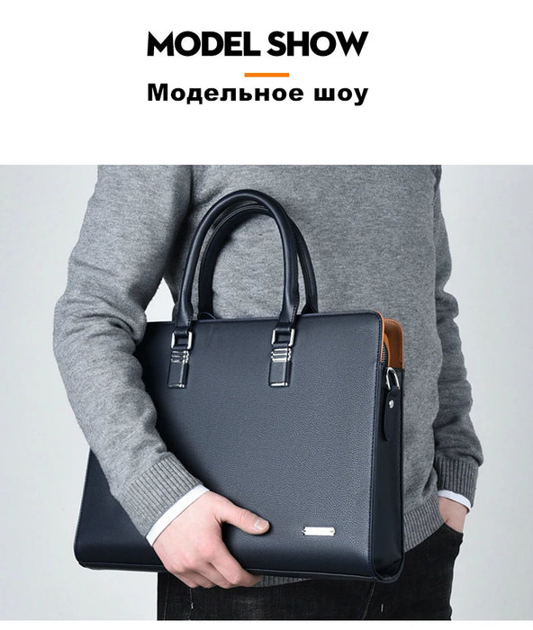 Interelements Business Leder Aktentasche – Hochwertige Schultertasche für Herren, passend für 14" und 15" Laptops