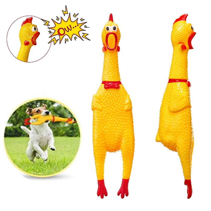 Interelements Squeaking Chicken for Dogs – Funny Rubber Toy in 29 cm