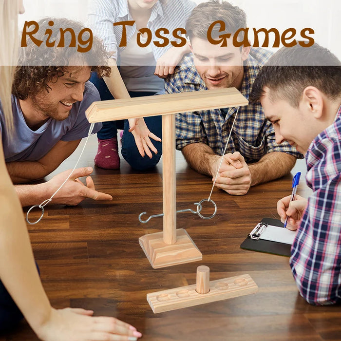 Interelements Ring Toss Game – Vielseitiger Holzspielspaß für Kids und Erwachsene, Ideal für Partys und Outdoor-Aktivitäten