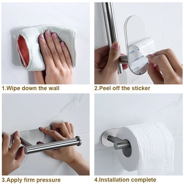 Interelements Self-adhesive Paper Holder – No Drilling, for Kitchen &amp; Bathroom