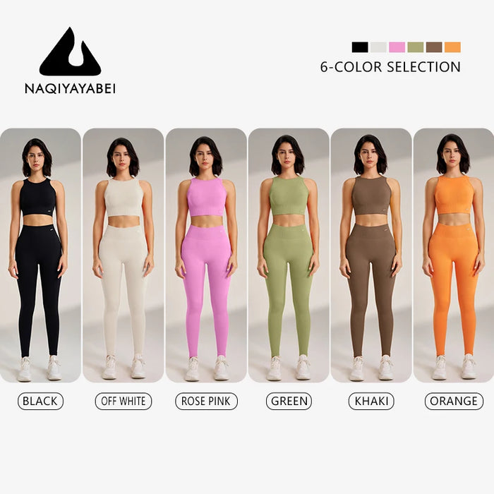 Interelements Nahtloses Yoga-Set für Damen – Hoch taillierte Leggings & Top für Fitness & Workout