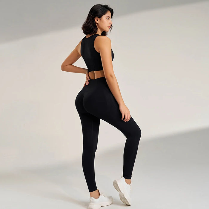 Interelements Nahtloses Yoga-Set für Damen – Hoch taillierte Leggings & Top für Fitness & Workout