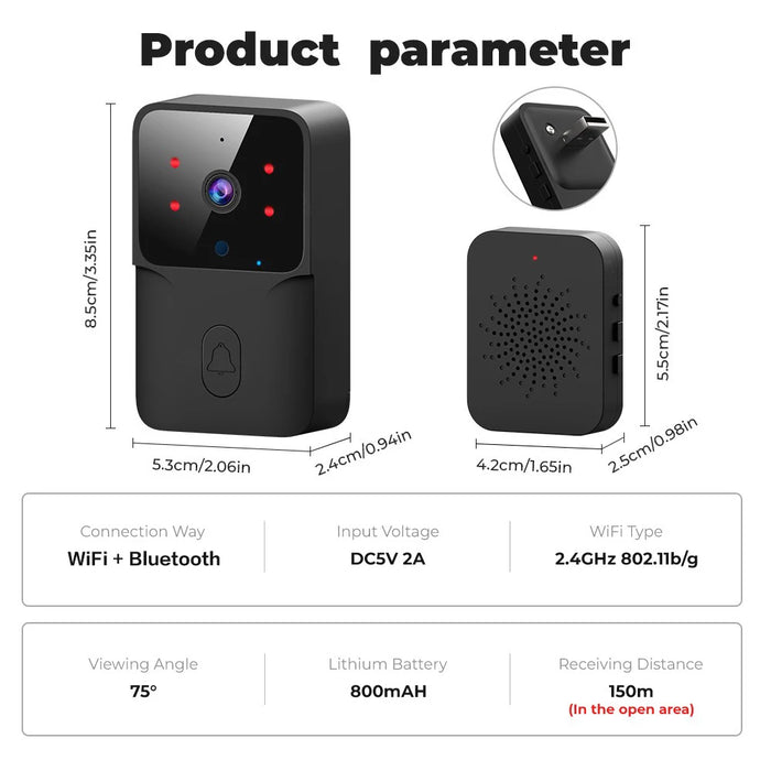 Interelements WiFi Video-Türklingel – HD-Kamera mit Smart Home Integration und IR-Alarm