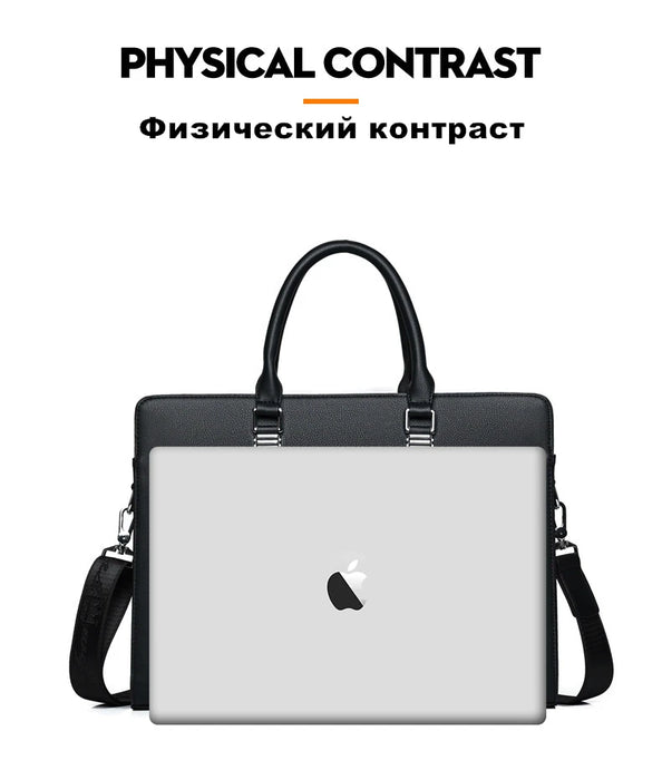 Interelements Business Leder Aktentasche – Hochwertige Schultertasche für Herren, passend für 14" und 15" Laptops