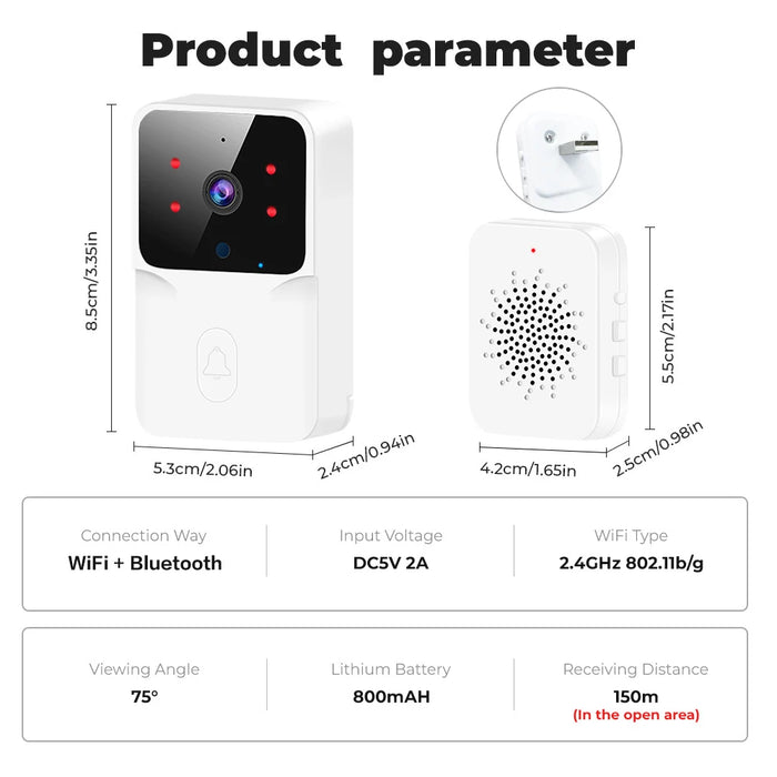 Interelements WiFi Video-Türklingel – HD-Kamera mit Smart Home Integration und IR-Alarm