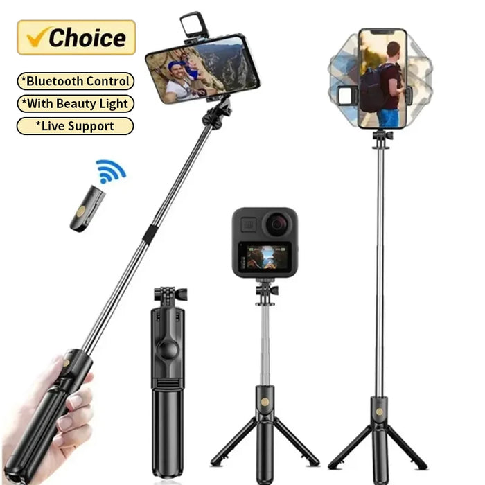 Interelements Selfie-Stick mit Stativ und Licht – Wireless, Bluetooth-Remote