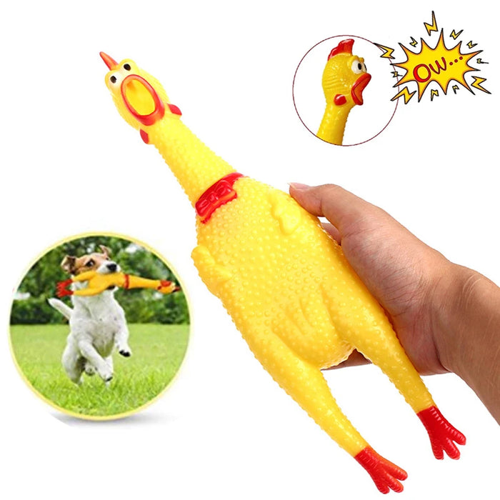 Interelements Squeaking Chicken for Dogs – Funny Rubber Toy in 29 cm