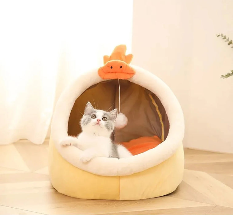 Interelements Pet Tent Cave Bed – Selbstwarmes, faltbares Katzen- und Hundebett