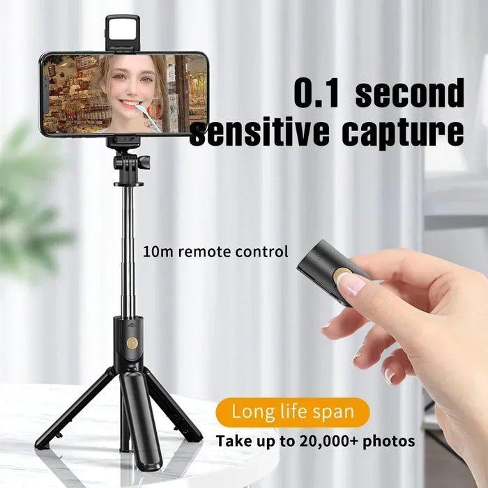 Interelements Selfie-Stick mit Stativ und Licht – Wireless, Bluetooth-Remote