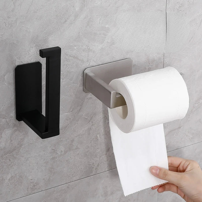 Interelements Selbstklebender Edelstahl-Toilettenpapierhalter – Schwarzes Design, bohrfreie Installation!