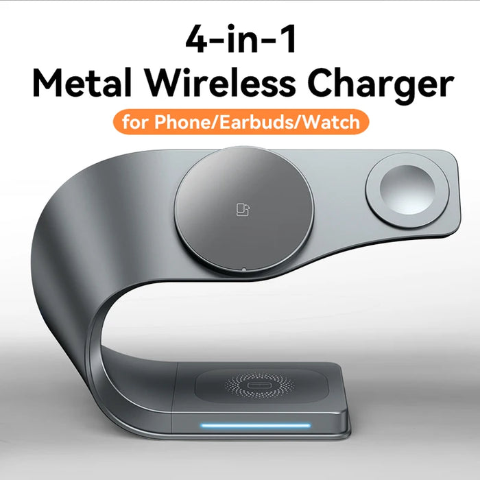 Interelements 4-in-1 Metall-Wireless Charger – Schnellladung für iPhone, AirPods & Watch